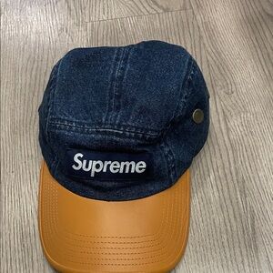 Supreme Blue Denim and Brown Cap